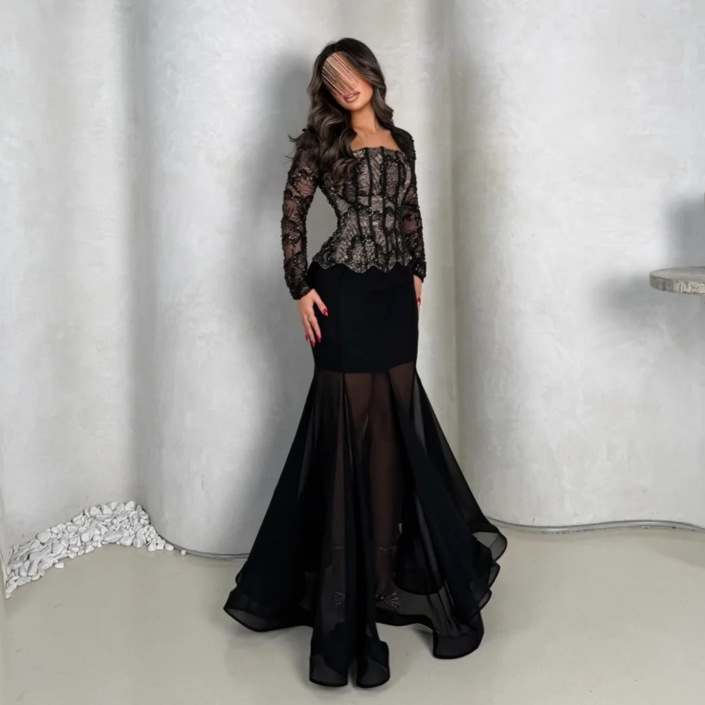 Customized Elegant Long Sleeves Evening Gown Lace Square Neck Mermaid Long Dresses Formal Party Dresses Modern Style
Customized Elegant Long Sleeves Evening Gown Lace Square Neck Mermaid Long Dresses Formal Party Dresses Modern Style