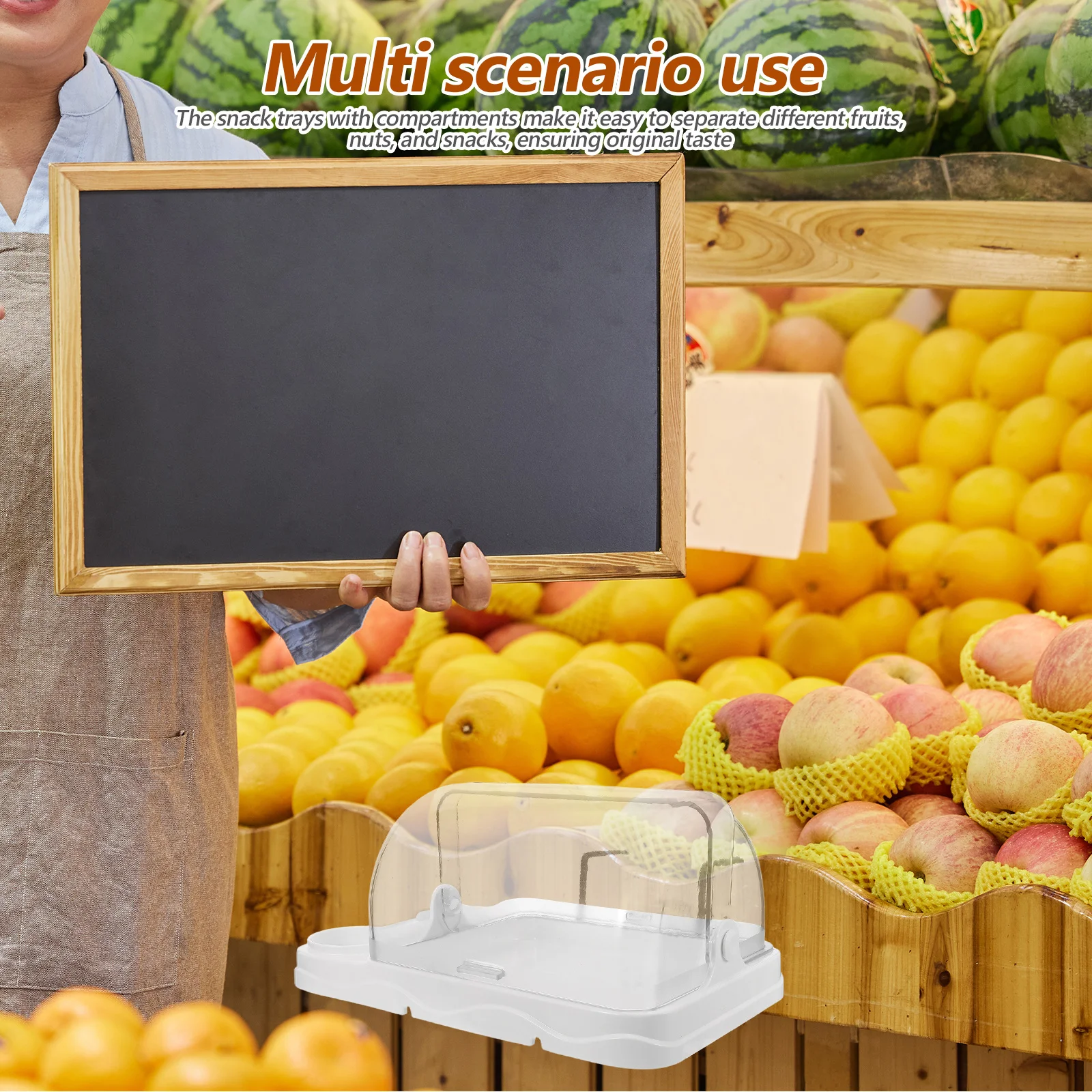 Plastic Snack Serving Tray with Lid - Multi Compartment Fruit and Nut Organizer for Supermarket Display - Reusable Clear Food
Plastic Snack Serving Tray with Lid - Multi Compartment Fruit and Nut Organizer for Supermarket Display - Reusable Clear Food