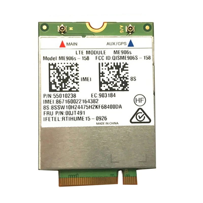 1 PCS ME906S-158 FRU 00JT491 LTE 4G Card ME906S Wifi Card PCB For Thinkpad L460 T460P T560 X260 P50S L560 X1 YOGA X1 CARBON
1 PCS ME906S-158 FRU 00JT491 LTE 4G Card ME906S Wifi Card PCB For Thinkpad L460 T460P T560 X260 P50S L560 X1 YOGA X1 CARBON