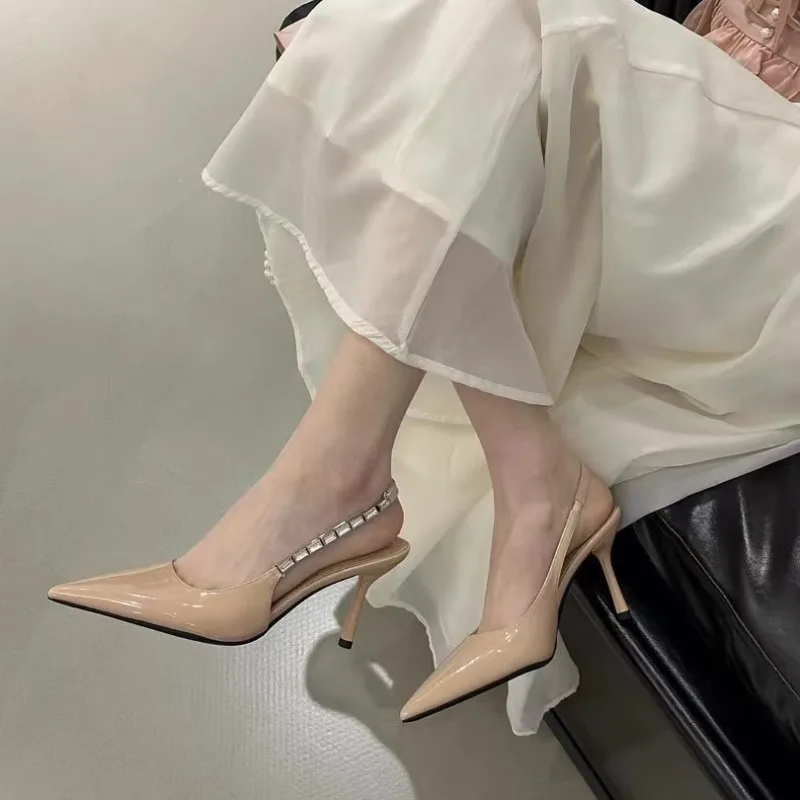 Shiny High Heels Slingback Silver Women Pumps Metallic Crystal Sandals Pointy Toe Stiletto Heeled Shoes Party Dress Shoes Woman
Shiny High Heels Slingback Silver Women Pumps Metallic Crystal Sandals Pointy Toe Stiletto Heeled Shoes Party Dress Shoes Woman