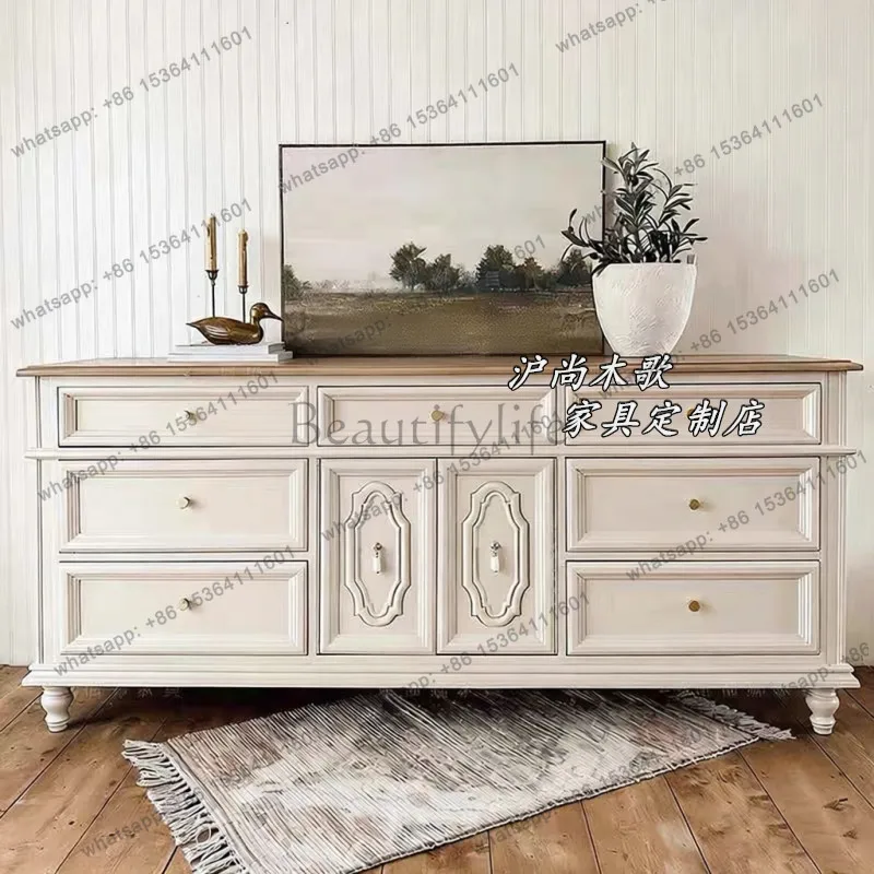 French retro solid wood nine-bucket entrance cabinet, antique carved wall storage cabinet in the living room
French retro solid wood nine-bucket entrance cabinet, antique carved wall storage cabinet in the living room