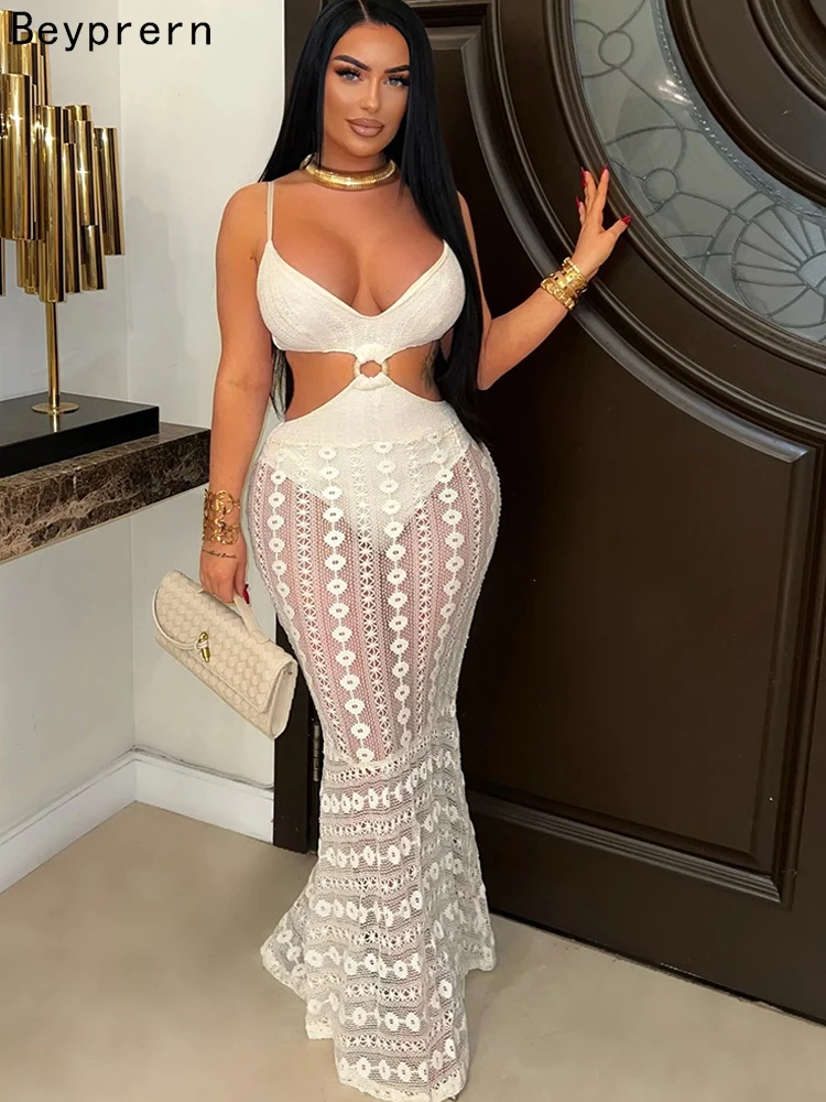 Beyprern Elegant Women's Hollow Out White Crochet Long Maxi Dresses Summer Spaghetti StrapO-Rings Party Dresses Vacation Outfits
Beyprern Elegant Women's Hollow Out White Crochet Long Maxi Dresses Summer Spaghetti StrapO-Rings Party Dresses Vacation Outfits