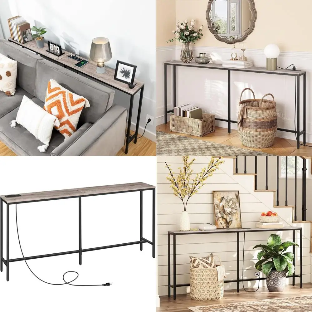 70.9 Industrial Entryway Console Table with USB & Power Outlet, Slim Sofa Side Table, for Living Rooms, Hallways
70.9 Industrial Entryway Console Table with USB & Power Outlet, Slim Sofa Side Table, for Living Rooms, Hallways