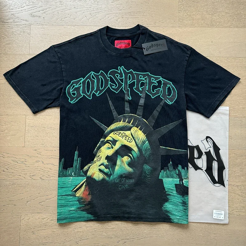 GOD SPEED T Shirt Men Women High Street Loose Statue Of Liberty Print Tees Godspeed Short Sleeve Top T-shirts
GOD SPEED T Shirt Men Women High Street Loose Statue Of Liberty Print Tees Godspeed Short Sleeve Top T-shirts