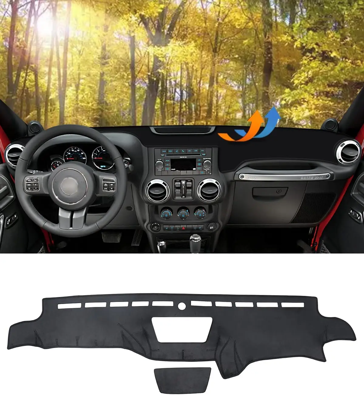 Dash Cover for Jeep Wrangler JK JKU 2011 - 2017 Unlimited Sport Sahara Rubincon Accessories Black Flannel Dashboard Cover Mat
Dash Cover for Jeep Wrangler JK JKU 2011 - 2017 Unlimited Sport Sahara Rubincon Accessories Black Flannel Dashboard Cover Mat