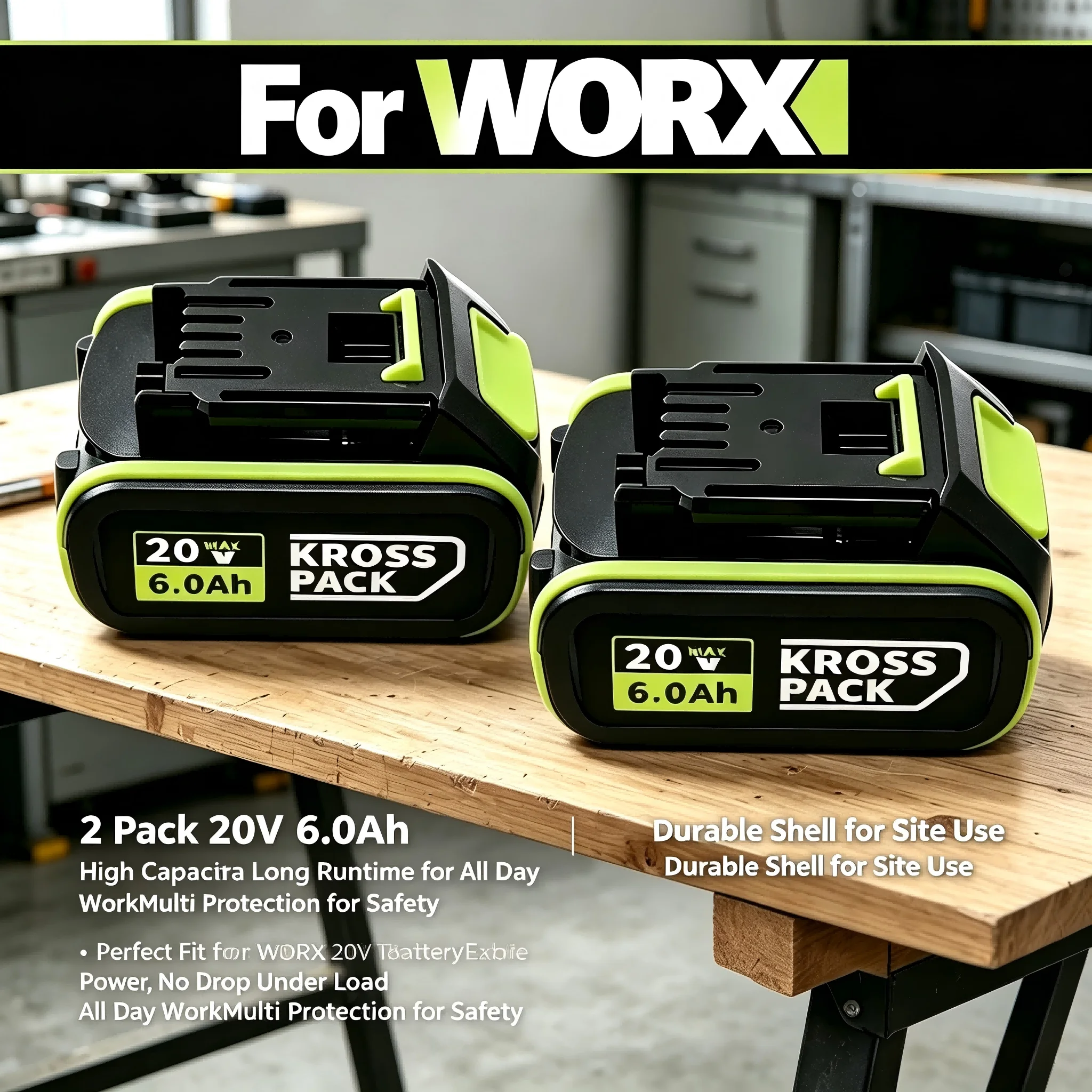 For Worx 20V 8.0Ah Lithium Battery High-capacity and Long-life Multiple Safety Protection
For Worx 20V 8.0Ah Lithium Battery High-capacity and Long-life Multiple Safety Protection