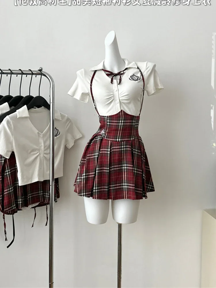 Summer Women Kpop Preppy Y2k Gyaru Rave 2000s Aesthetic JK Suit Outfits 2 Piece Set Short Sleeve Crop Tops + Skirt
Summer Women Kpop Preppy Y2k Gyaru Rave 2000s Aesthetic JK Suit Outfits 2 Piece Set Short Sleeve Crop Tops + Skirt