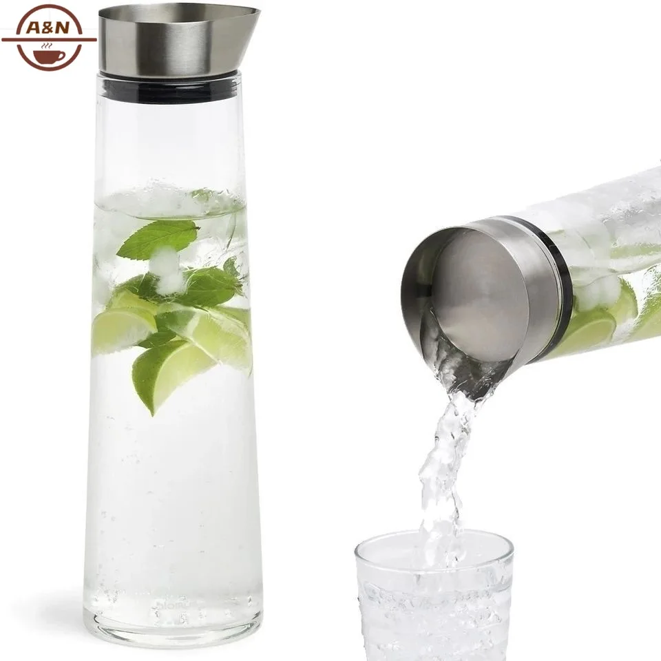 Стеклянный графин для воды на 1500 мл, кувшин для сока с гравитационной крышкой из нержавеющей стали для ледяного чая, лимонады, кофе, напитков, 52 унции
Стеклянный графин для воды на 1500 мл, кувшин для сока с гравитационной крышкой из нержавеющей стали для ледяного чая, лимонады, кофе, напитков, 52 унции
