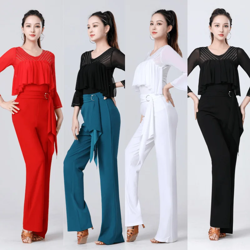 Women Fashion Latin Dance Pants Female Side Ribbon Tie High Waist Flared Trouser Modern Dance Trousers Ballroom Practice Costume
Women Fashion Latin Dance Pants Female Side Ribbon Tie High Waist Flared Trouser Modern Dance Trousers Ballroom Practice Costume