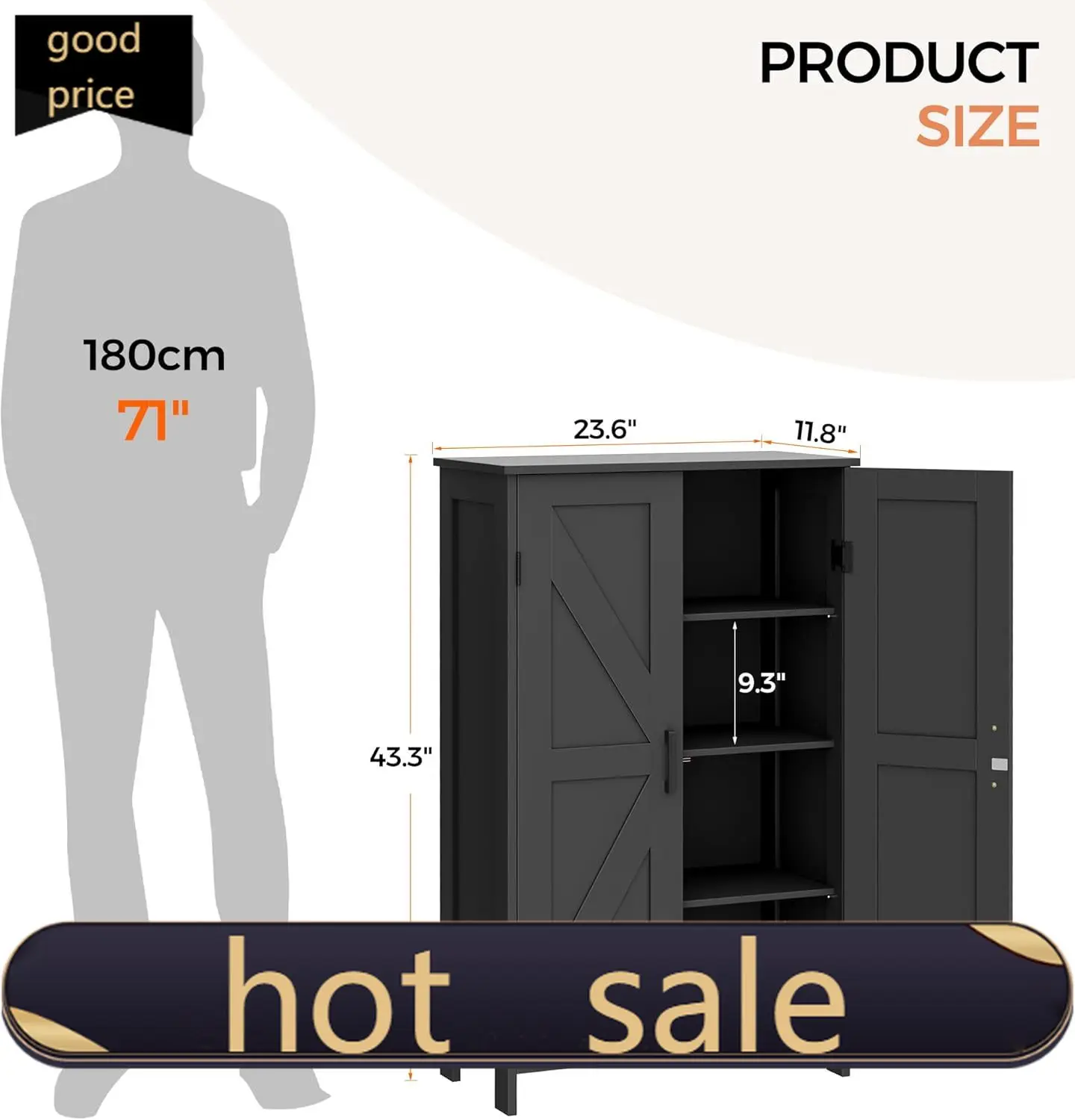 hot-sallingFarmhouse Bathroom Cabinet with Adjustable Shelves, Free-Standing Storage Cabinet with Barn Doors, for Kitchen, Livin
hot-sallingFarmhouse Bathroom Cabinet with Adjustable Shelves, Free-Standing Storage Cabinet with Barn Doors, for Kitchen, Livin