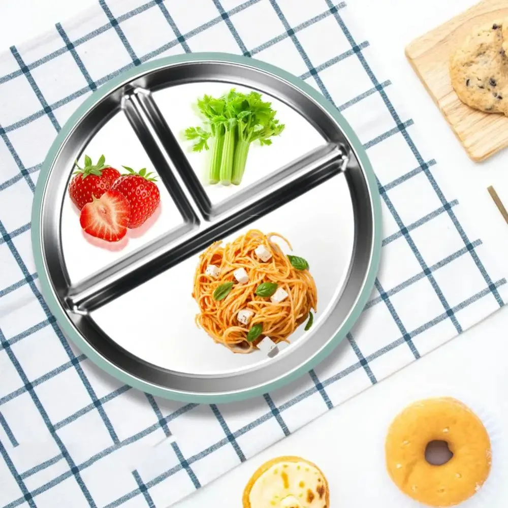 Divided Design Suction Cup Plates 304 Stainless Steel Silicone Shell Baby Sucker Dining Plate Safe Material Anti-fall
Divided Design Suction Cup Plates 304 Stainless Steel Silicone Shell Baby Sucker Dining Plate Safe Material Anti-fall