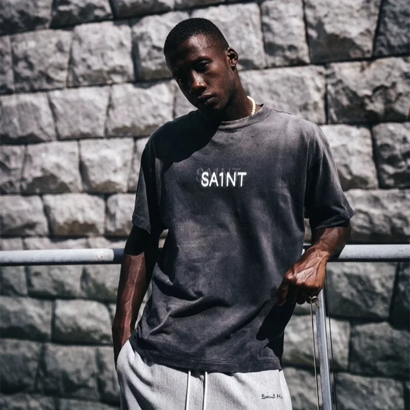 2025ss Casual Saint Michael Logo Printing T-Shirts Men Women High Quality Pure Cotton Washed Black Oversized T Shirt
2025ss Casual Saint Michael Logo Printing T-Shirts Men Women High Quality Pure Cotton Washed Black Oversized T Shirt