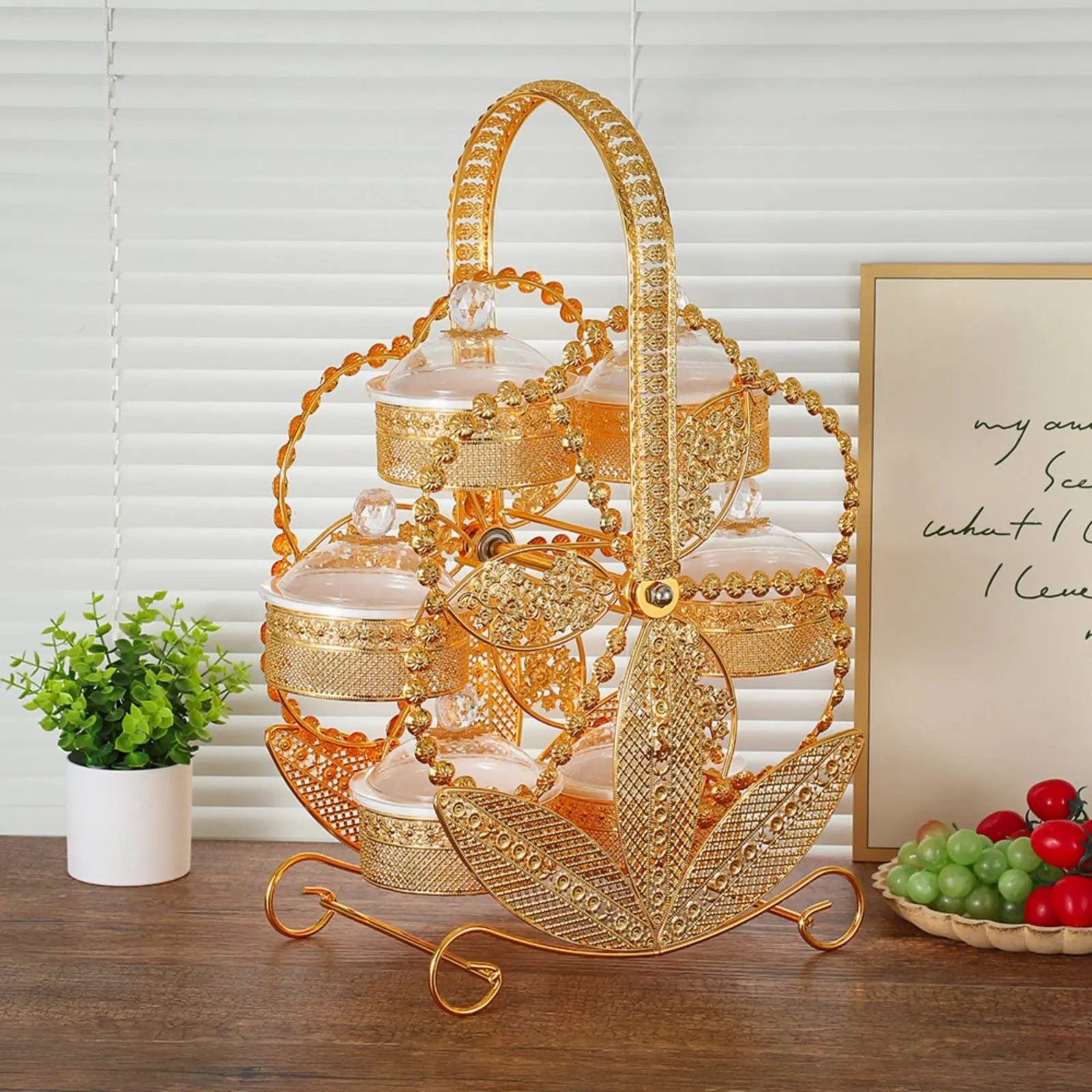 Rotating Snack Tray Multi-Compartment Carousel Fruit Tray Decorative Fruit Stand Clear Serveware Lid for Living Room, Tea Time
Rotating Snack Tray Multi-Compartment Carousel Fruit Tray Decorative Fruit Stand Clear Serveware Lid for Living Room, Tea Time