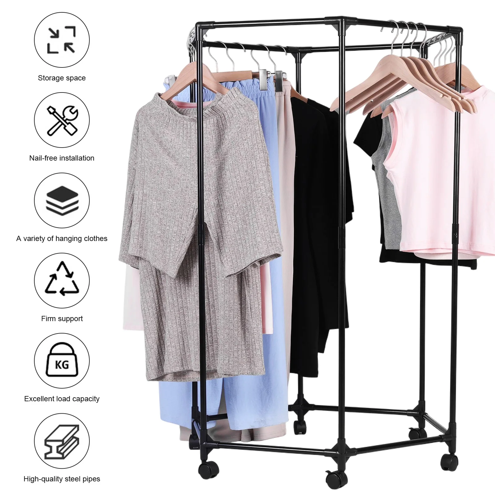 Hexagon Heavy Duty Clothes Rail with Wheels Rolling Garment Rack Metal Clothing Garment Stand for Hanging Garments Dresses Coats
Hexagon Heavy Duty Clothes Rail with Wheels Rolling Garment Rack Metal Clothing Garment Stand for Hanging Garments Dresses Coats