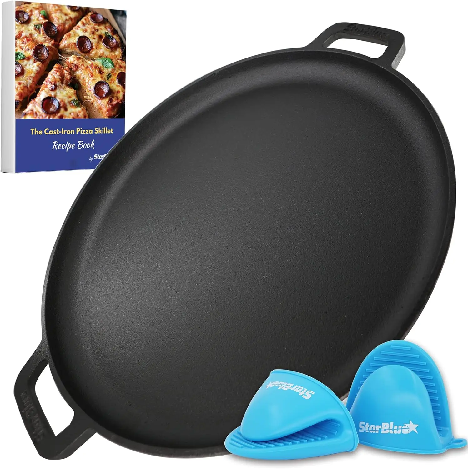 16 Inch Cast Iron Pizza Pan with Silicone Handles, Pre-Seasoned for Baking, Grill, BBQ, Oven Safe
16 Inch Cast Iron Pizza Pan with Silicone Handles, Pre-Seasoned for Baking, Grill, BBQ, Oven Safe