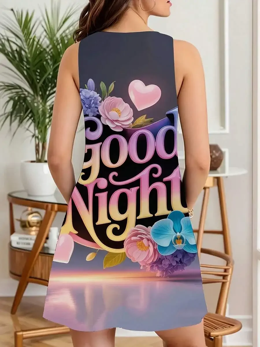 Women Sleeveless Dress Good Night Floral Heart Print Party Celebration
Women Sleeveless Dress Good Night Floral Heart Print Party Celebration
