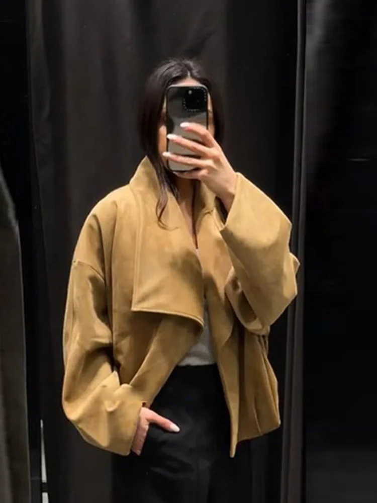 Fashion Suede Lapel Effect Wrap Coat Women Full Sleeve Solid Street Jacket 2026 Spring New Lady Cozy Casual Style Outerwear
Fashion Suede Lapel Effect Wrap Coat Women Full Sleeve Solid Street Jacket 2026 Spring New Lady Cozy Casual Style Outerwear