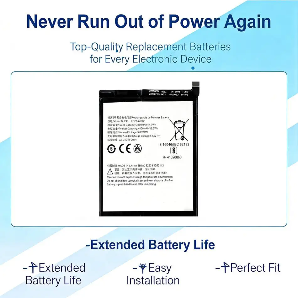 Аккумулятор для мобильного телефона Lenovo Z6 L78121 Pro L78051 BL296, быстрая зарядка, 4000 мАч, высокая емкость
Аккумулятор для мобильного телефона Lenovo Z6 L78121 Pro L78051 BL296, быстрая зарядка, 4000 мАч, высокая емкость