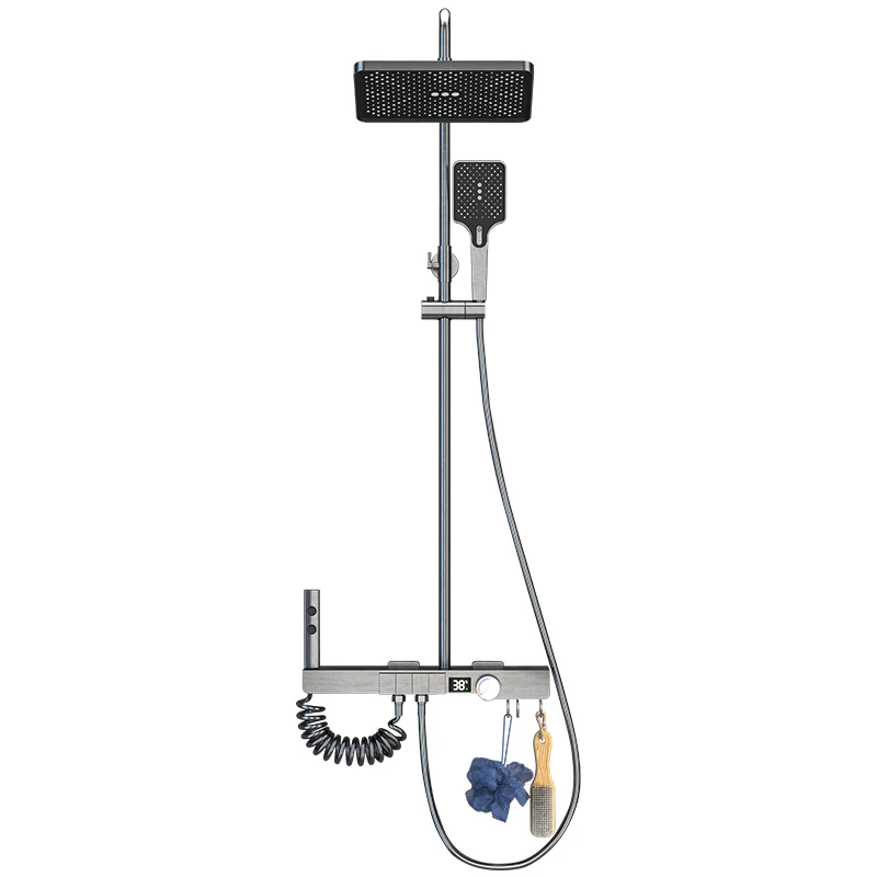 All-copper thermostatic bath shower set, bathroom gun, gray piano button, pressurized digital display shower
All-copper thermostatic bath shower set, bathroom gun, gray piano button, pressurized digital display shower