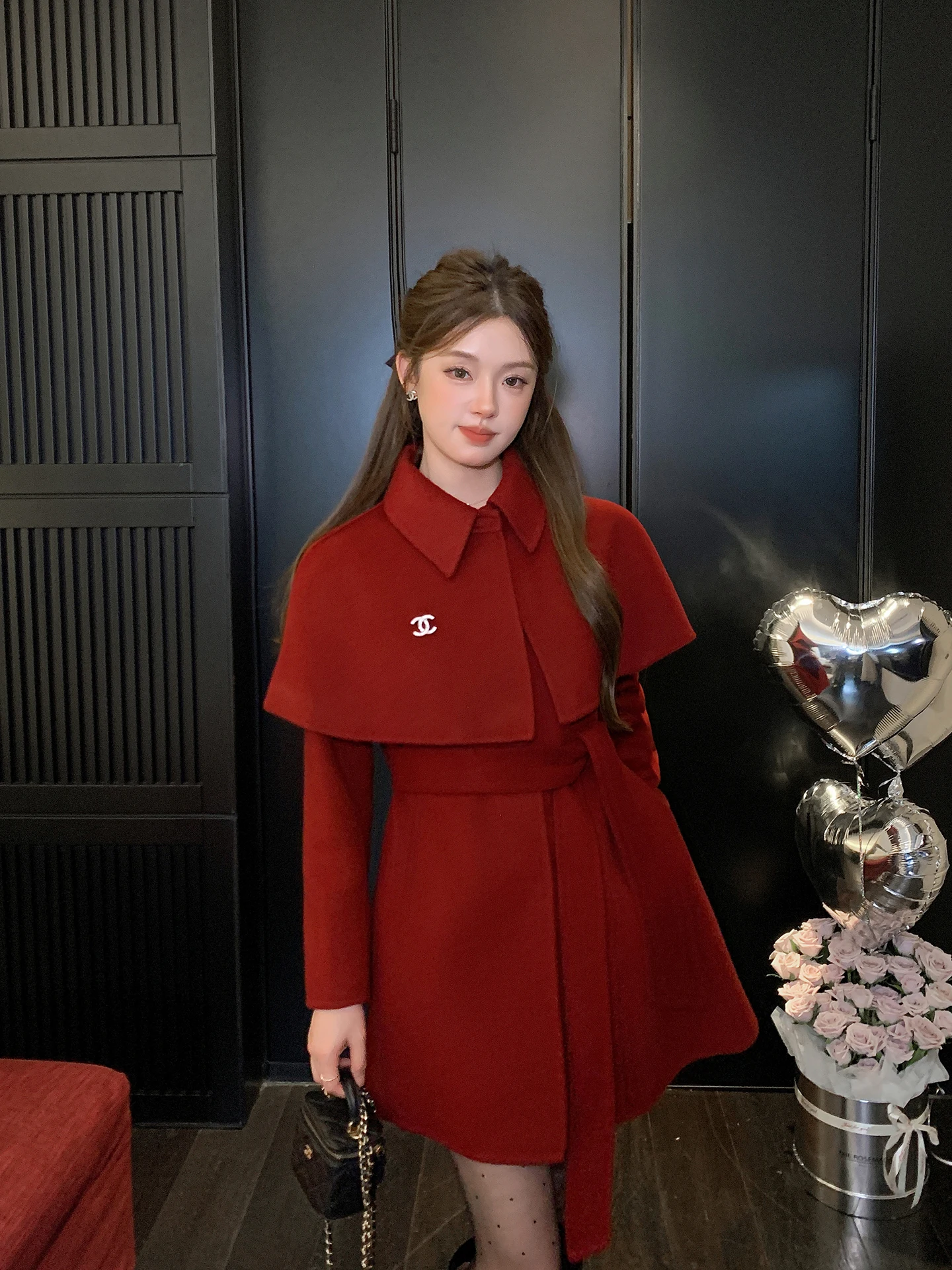 Miu Sle Red Woolen Double-Faced Coat Women's Ele Waist-Cinching Slimming Outerwear Commute Korean Sle Long Sve
Miu Sle Red Woolen Double-Faced Coat Women's Ele Waist-Cinching Slimming Outerwear Commute Korean Sle Long Sve