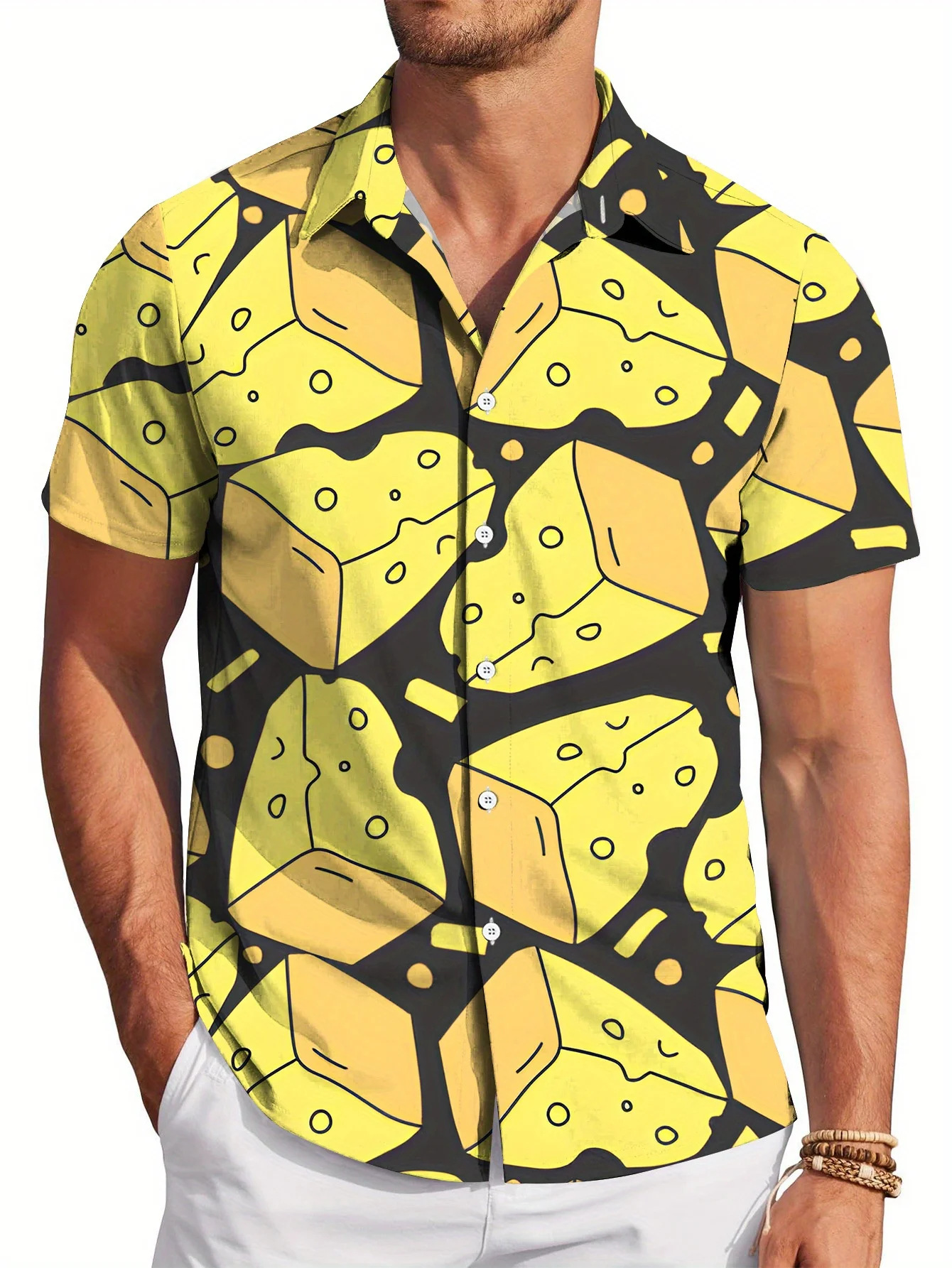 Yellow Black Abstract Collar Front Shirt Men'S Stylish Short Sleeve Button Up Shirt, 3D Print Comfort for Summer Daily Wear
Yellow Black Abstract Collar Front Shirt Men'S Stylish Short Sleeve Button Up Shirt, 3D Print Comfort for Summer Daily Wear