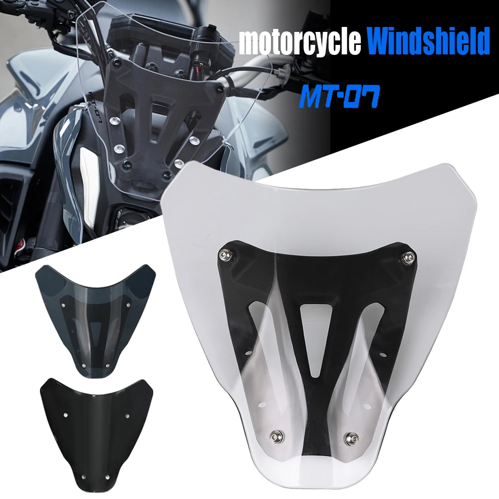 Лобовое стекло для YAMAHA MT07 MT 07 MT/07 2021 2022 2023-2024, передний дефлектор ветрового стекла, защита MT-07 с кронштейном 
Лобовое стекло для YAMAHA MT07 MT 07 MT/07 2021 2022 2023-2024, передний дефлектор ветрового стекла, защита MT-07 с кронштейном