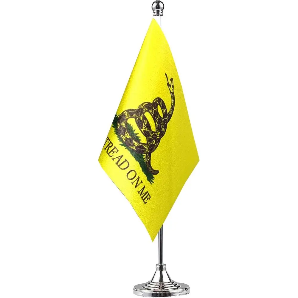 Miniature Don't Tread on Me Desk Flag with Stand, Perfect for Tea Party, Patriotic Celebrations, and Parades Day Events
Miniature Don't Tread on Me Desk Flag with Stand, Perfect for Tea Party, Patriotic Celebrations, and Parades Day Events