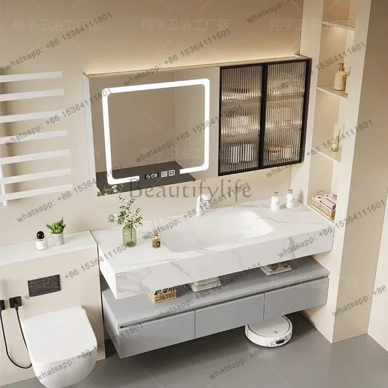 Cream Style Bathroom Cabinets Modern Luxury Large Capacity Storage Smart Mirror Cabinets Vanity Furniture Bagno
Cream Style Bathroom Cabinets Modern Luxury Large Capacity Storage Smart Mirror Cabinets Vanity Furniture Bagno