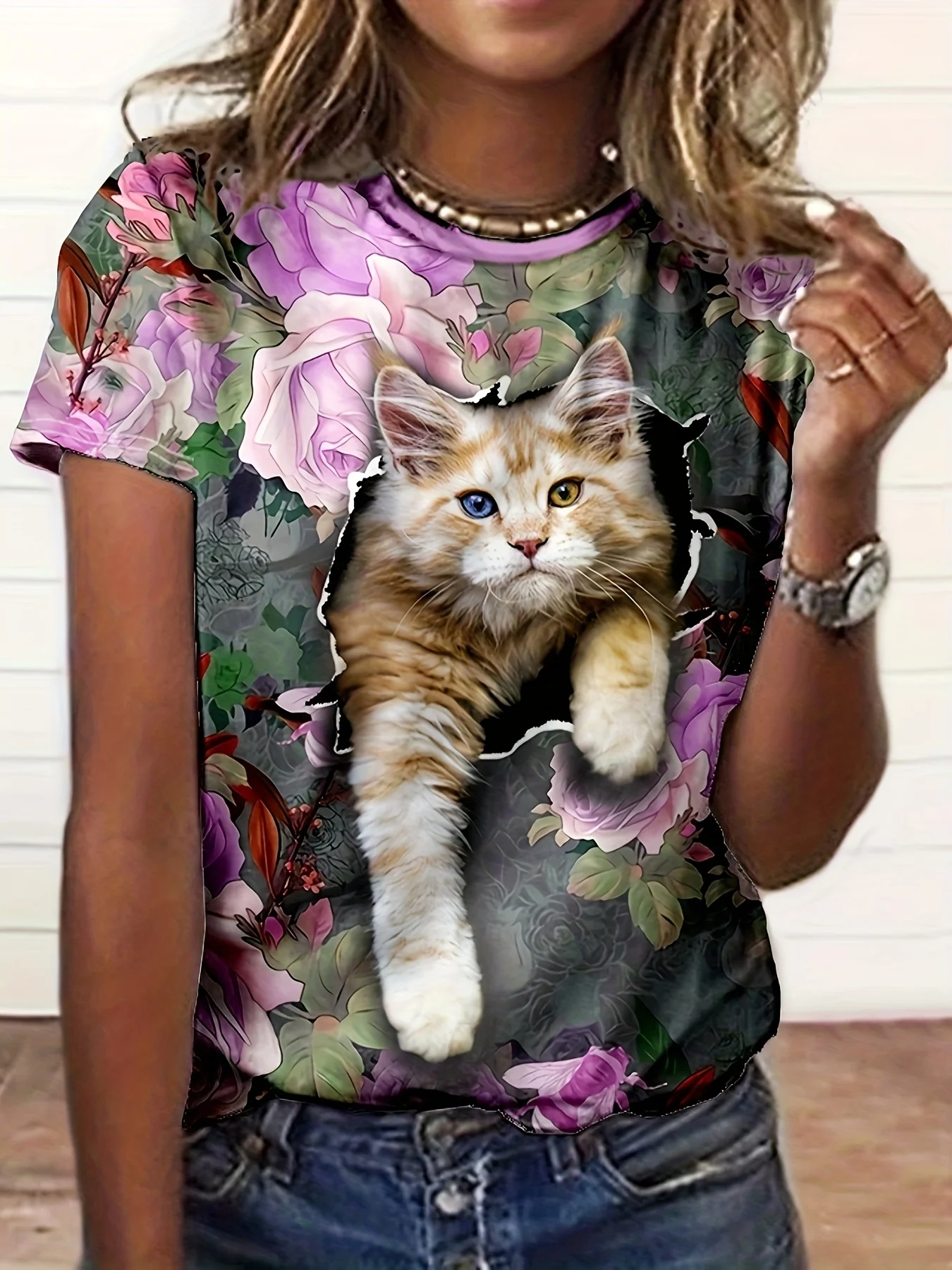 2024 Top Women 3D Cute Cat Printed Women's T-Shirt Oversized T-Shirt Korean Popular Clothes Women Clothing Short Sleeve Blouse
2024 Top Women 3D Cute Cat Printed Women's T-Shirt Oversized T-Shirt Korean Popular Clothes Women Clothing Short Sleeve Blouse