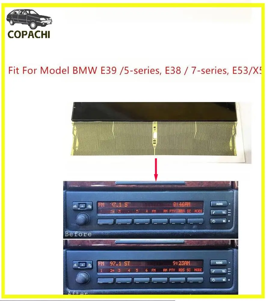 1Pc LCD Display Screen Repair For BMW E53 E38 E39 5 & 7 Series X5 Mid Radio FM Car Accessories Parts Replacement
1Pc LCD Display Screen Repair For BMW E53 E38 E39 5 & 7 Series X5 Mid Radio FM Car Accessories Parts Replacement