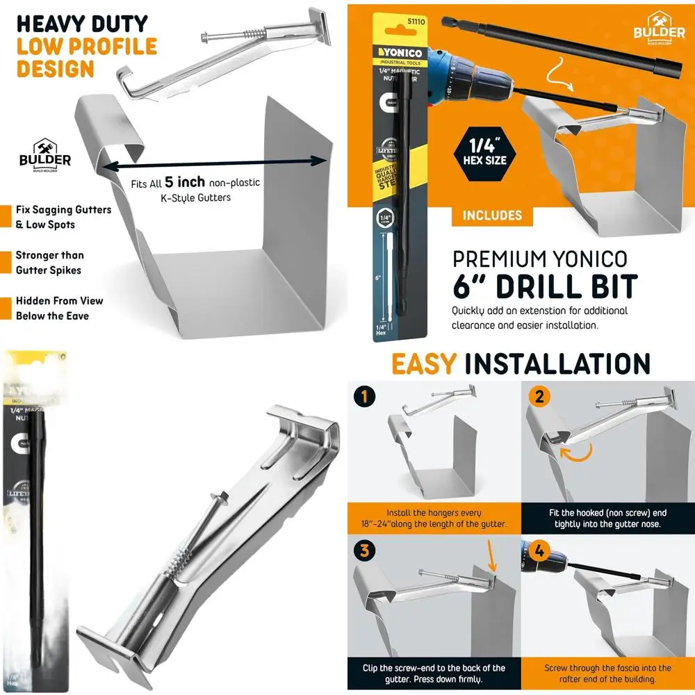 50 шт., 5 вешалок для желобов с предварительно собранными винтами и бонусными 6 сверлами для провисания желобов для дождевых желобов
50 шт., 5 вешалок для желобов с предварительно собранными винтами и бонусными 6 сверлами для провисания желобов для дождевых желобов