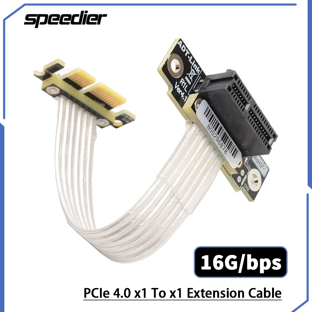 Dual 90 Degree Left Angled Silver PCIe 4.0 X1 To X1 Extension Cable 16G/bps High Speed PCI Express 1x Riser Card Ribbon Extender
Dual 90 Degree Left Angled Silver PCIe 4.0 X1 To X1 Extension Cable 16G/bps High Speed PCI Express 1x Riser Card Ribbon Extender