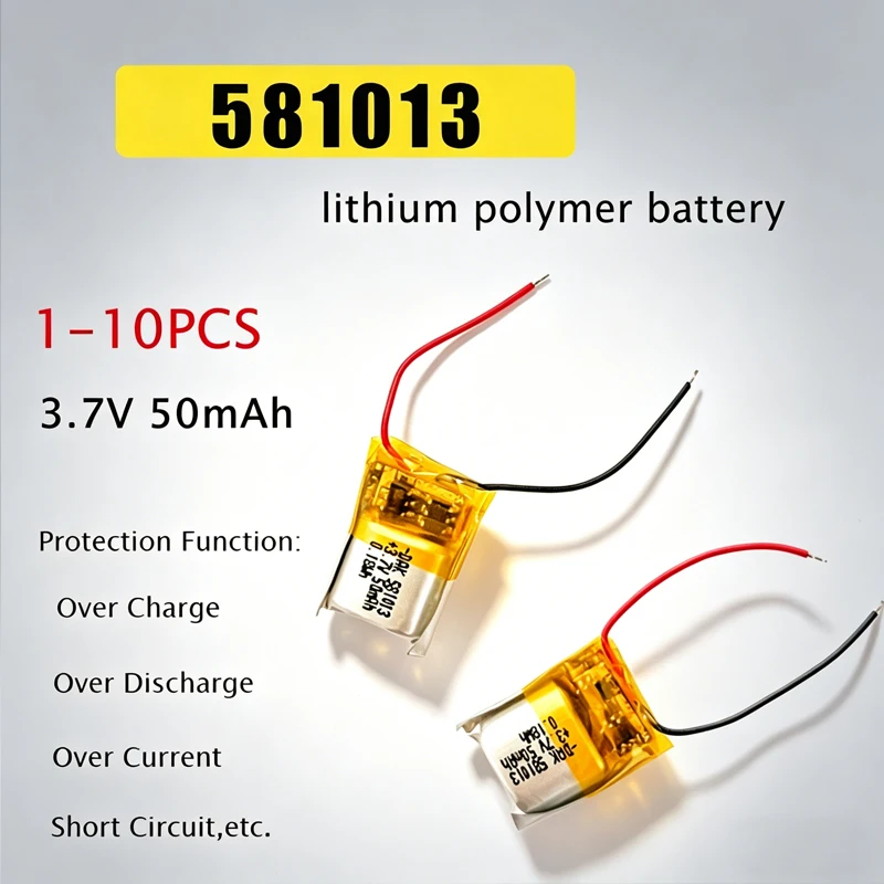 581013 Battery 50mAh 3.7V Polymer Lithium Rechargeable Batteries for Beauty Instrument Bluetooth Headset Speakers MP3 MP4
581013 Battery 50mAh 3.7V Polymer Lithium Rechargeable Batteries for Beauty Instrument Bluetooth Headset Speakers MP3 MP4
