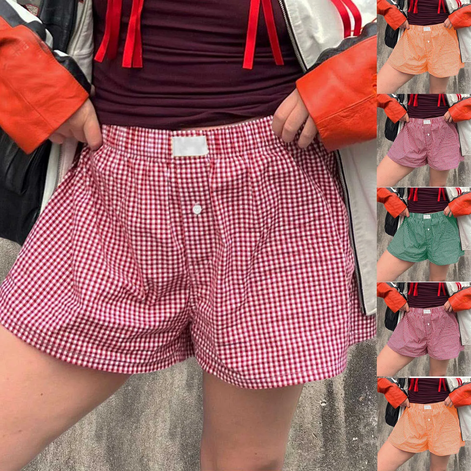 Elastic Waisted Fashion Loose Ladies Shorts Women's Casual Shorts Cute Soft Comfortable Plaid Printing Button Front Shorts
Elastic Waisted Fashion Loose Ladies Shorts Women's Casual Shorts Cute Soft Comfortable Plaid Printing Button Front Shorts