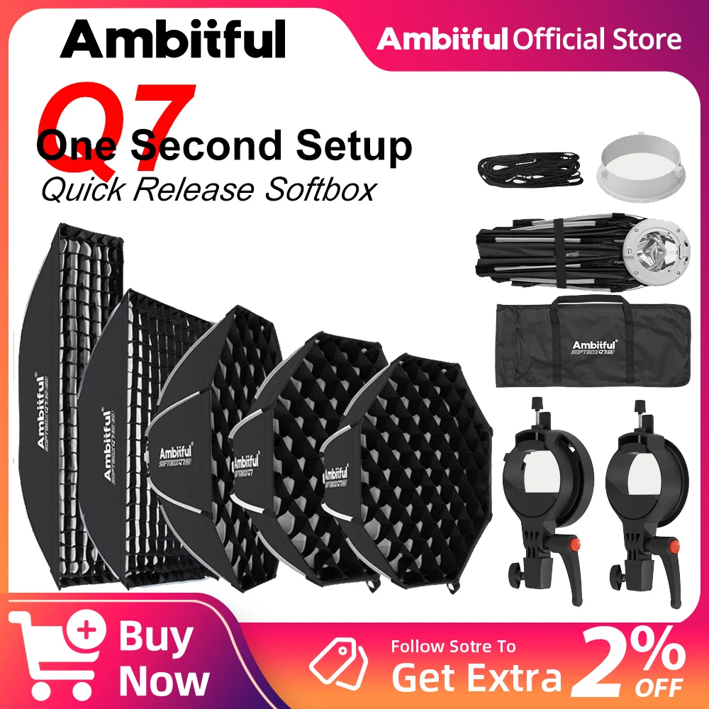 AMBITFUL Q7 Series Quick-Release Octagonal Rectangular Bowens Mount Softbox On-top Flash Bracket
AMBITFUL Q7 Series Quick-Release Octagonal Rectangular Bowens Mount Softbox On-top Flash Bracket