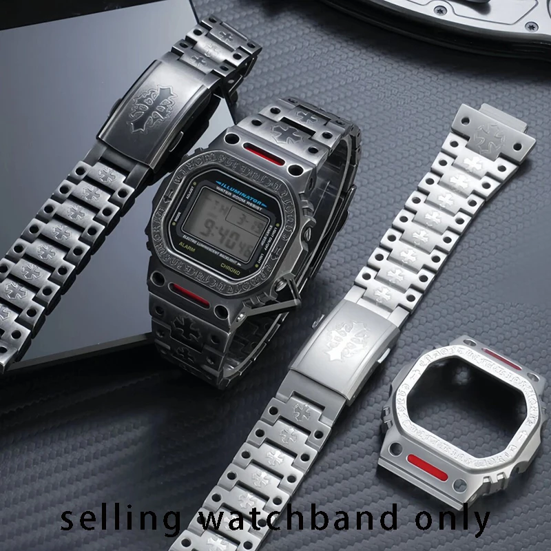 Ремешок и корпус для часов Casio DW5600/GW-M5610/GB-5600, модифицированный корпус Croheart, ремешок из нержавеющей стали с мужским браслетом.
Ремешок и корпус для часов Casio DW5600/GW-M5610/GB-5600, модифицированный корпус Croheart, ремешок из нержавеющей стали с мужским браслетом.