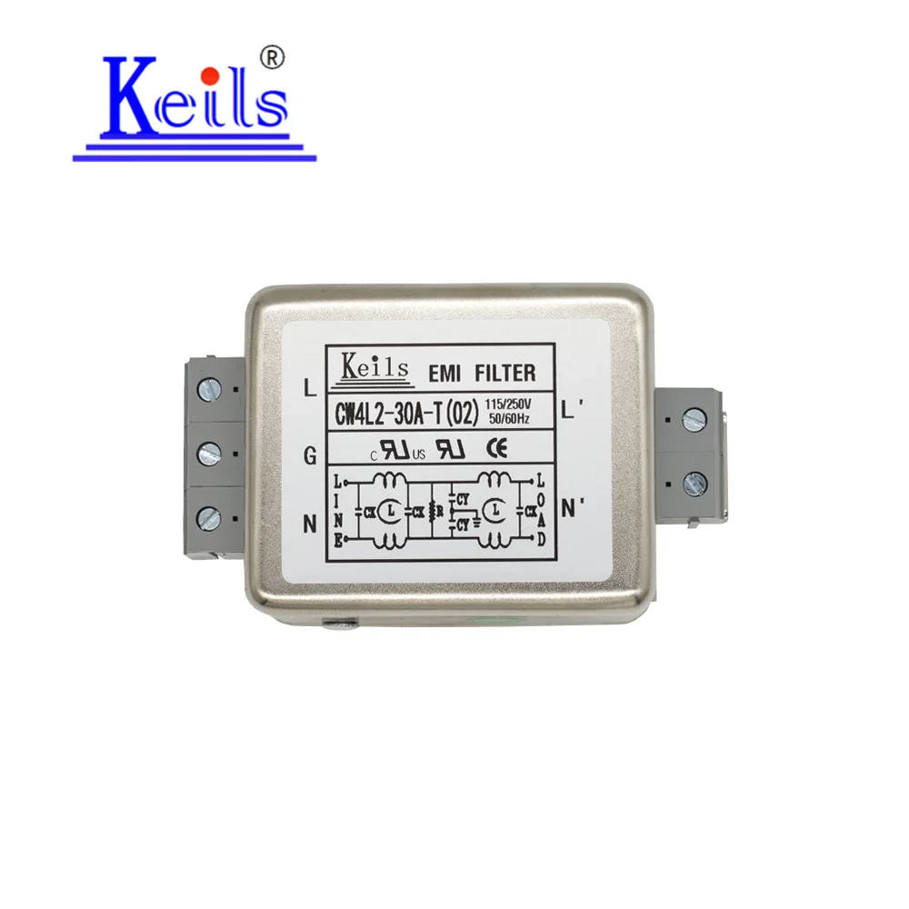 KEILS Power Filter Single-Phase DIN Rail Mount 220V Terminal Block 10A 20A 30A CW4L2-30A-T(02) EMI FILTER
KEILS Power Filter Single-Phase DIN Rail Mount 220V Terminal Block 10A 20A 30A CW4L2-30A-T(02) EMI FILTER