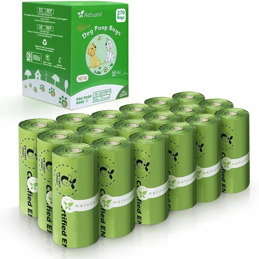 Certified Compostable Dog Poop Bags270Bags 18Rolls Poop Bags for Dogs Made of Cornstarch ASTM D6400 By USA Unscented Suitable f
Certified Compostable Dog Poop Bags270Bags 18Rolls Poop Bags for Dogs Made of Cornstarch ASTM D6400 By USA Unscented Suitable f