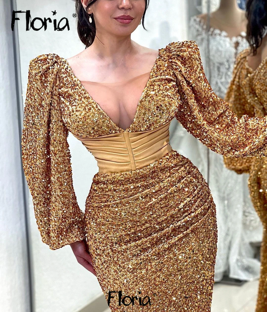 Gold Long Lantern Sleeve Party Dress Deep V Neck Mermaid Formal Prom Gowns Floor Length 2024 Night Gown Dinner Dress Party Gown
Gold Long Lantern Sleeve Party Dress Deep V Neck Mermaid Formal Prom Gowns Floor Length 2024 Night Gown Dinner Dress Party Gown