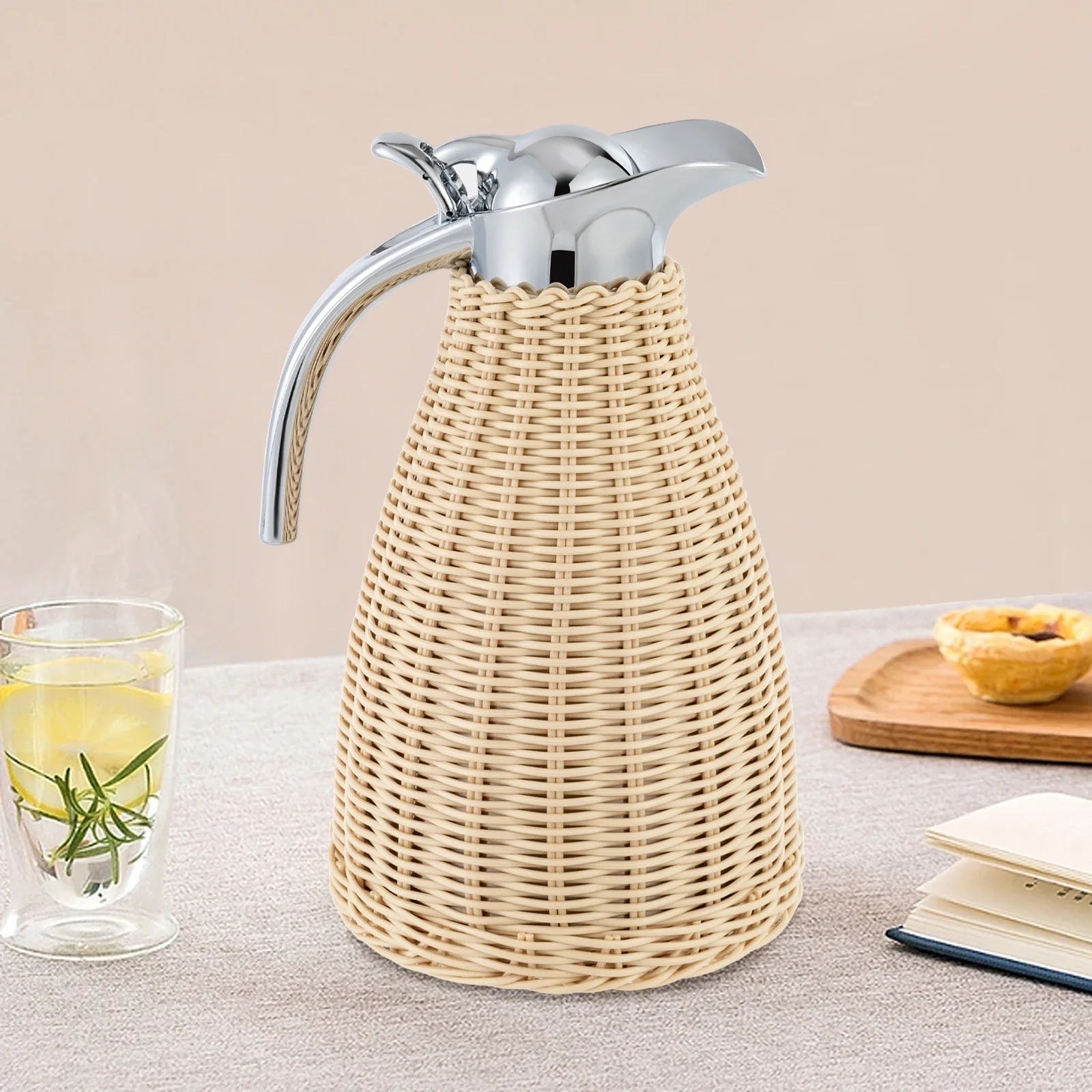 Термос из ротанговой ткани из нержавеющей стали, термограф с двойными стенками и вакуумной изоляцией 1,5 л, 24-часовая колба для горячих и холодных напитков для чая
Термос из ротанговой ткани из нержавеющей стали, термограф с двойными стенками и вакуумной изоляцией 1,5 л, 24-часовая колба для горячих и холодных напитков для чая