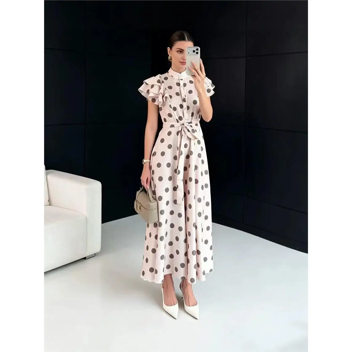 Retro Polka Dot Printed Dress Women's Vintage Style Gathered Waist Princess Sleeve Short Sleeve Mid-Length Printed Polyester
Retro Polka Dot Printed Dress Women's Vintage Style Gathered Waist Princess Sleeve Short Sleeve Mid-Length Printed Polyester