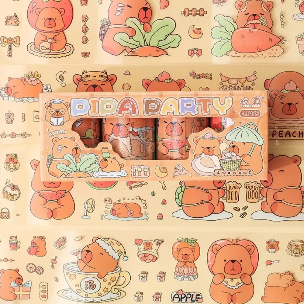 4 Rolls Creative Cartoon Capybara Sticker Tape Lovely Kawaii Decorative Tape Multiple Colors Self Adhesive
4 Rolls Creative Cartoon Capybara Sticker Tape Lovely Kawaii Decorative Tape Multiple Colors Self Adhesive
