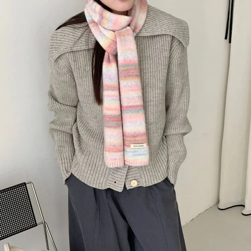 Fashion Korean Style Rainbow Striped Scarf Thickened Plush Cashmere Knitted Scarf Neck Warmer Windproof Winter Shawl Student
Fashion Korean Style Rainbow Striped Scarf Thickened Plush Cashmere Knitted Scarf Neck Warmer Windproof Winter Shawl Student