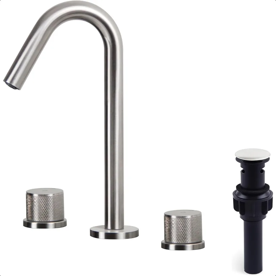 8" Vanity Faucets 3 Pieces Basin Faucets Brushed Nickel Two Handles 8 inch Widespread Bathroom Sink Faucet with Pop Up Drain an
8" Vanity Faucets 3 Pieces Basin Faucets Brushed Nickel Two Handles 8 inch Widespread Bathroom Sink Faucet with Pop Up Drain an