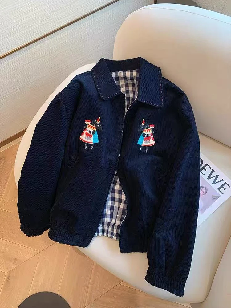 Vintage Corduroy Patchwork Jacket Women Y2K Korean Chic Embroidery Lapel Coats Bf Loose Streetwear Lapel Cargo Outerwear New
Vintage Corduroy Patchwork Jacket Women Y2K Korean Chic Embroidery Lapel Coats Bf Loose Streetwear Lapel Cargo Outerwear New
