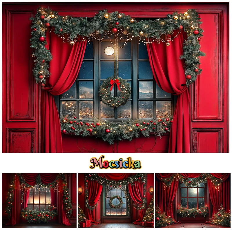 Mocsicka Vintage Christmas Photography Background Red Curtain Window Gifts Xmas Kids Family Portrait Decor Backdrop Photo Studio
Mocsicka Vintage Christmas Photography Background Red Curtain Window Gifts Xmas Kids Family Portrait Decor Backdrop Photo Studio