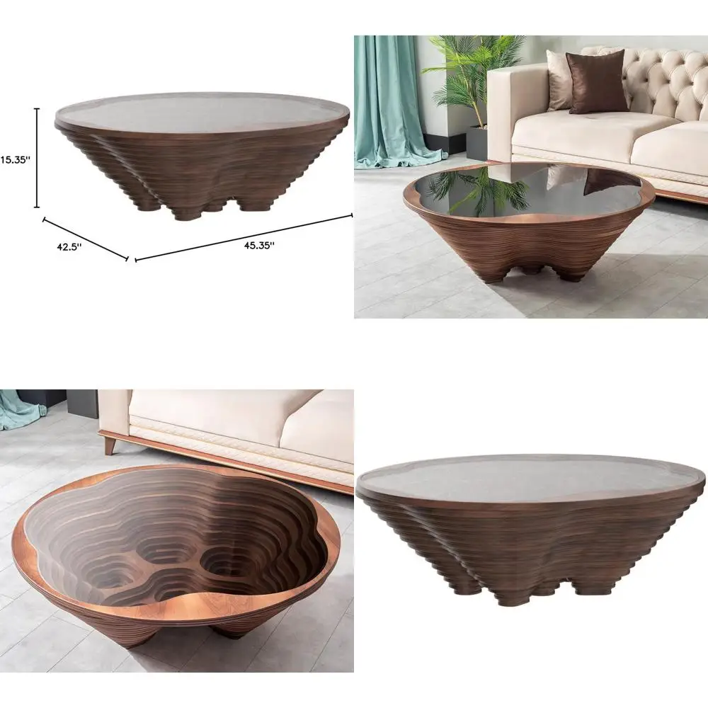 Spiral Wooden Coffee Table with Glass Top - Elegant Decorative Piece for Living Spaces
Spiral Wooden Coffee Table with Glass Top - Elegant Decorative Piece for Living Spaces