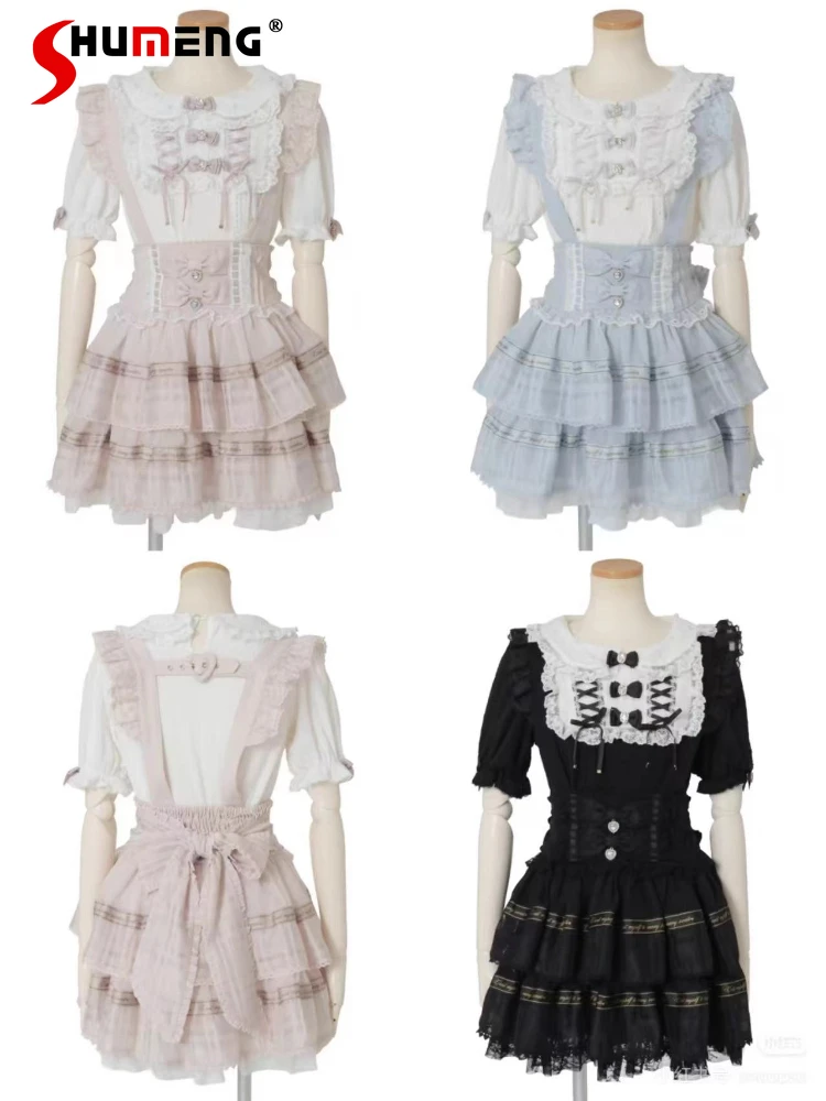 Japanese Mines Style Mass-Produced Sweet Strap Skirts High Waist Bow Lace Spliced Layered Kawaii Lolita Cake Skirt Women Summer
Japanese Mines Style Mass-Produced Sweet Strap Skirts High Waist Bow Lace Spliced Layered Kawaii Lolita Cake Skirt Women Summer