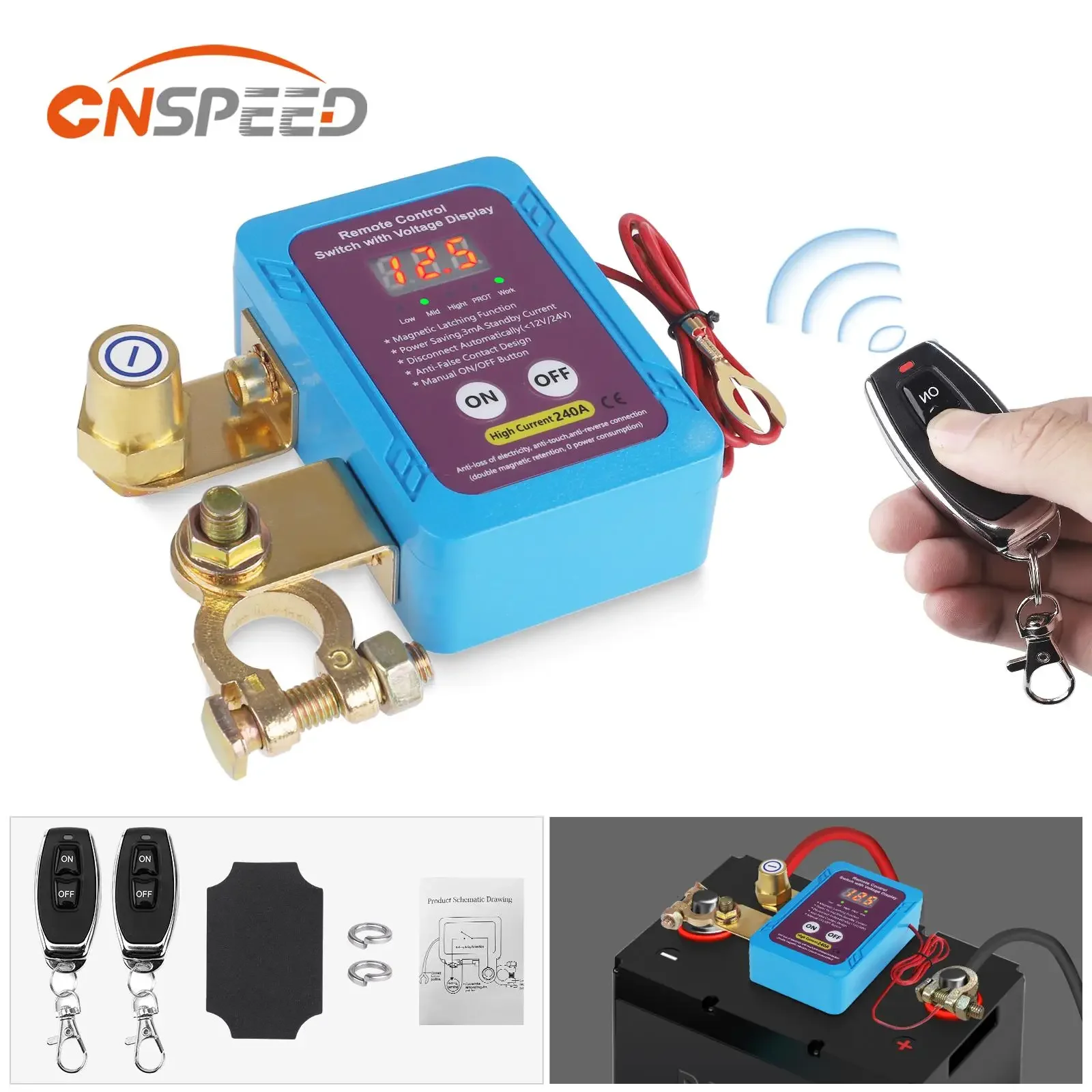 240A 12V Remote Battery Disconnect Switch with Led Voltage Display Automatic Power Shut Off Switch Anti Theft for Car Truck Boat
240A 12V Remote Battery Disconnect Switch with Led Voltage Display Automatic Power Shut Off Switch Anti Theft for Car Truck Boat