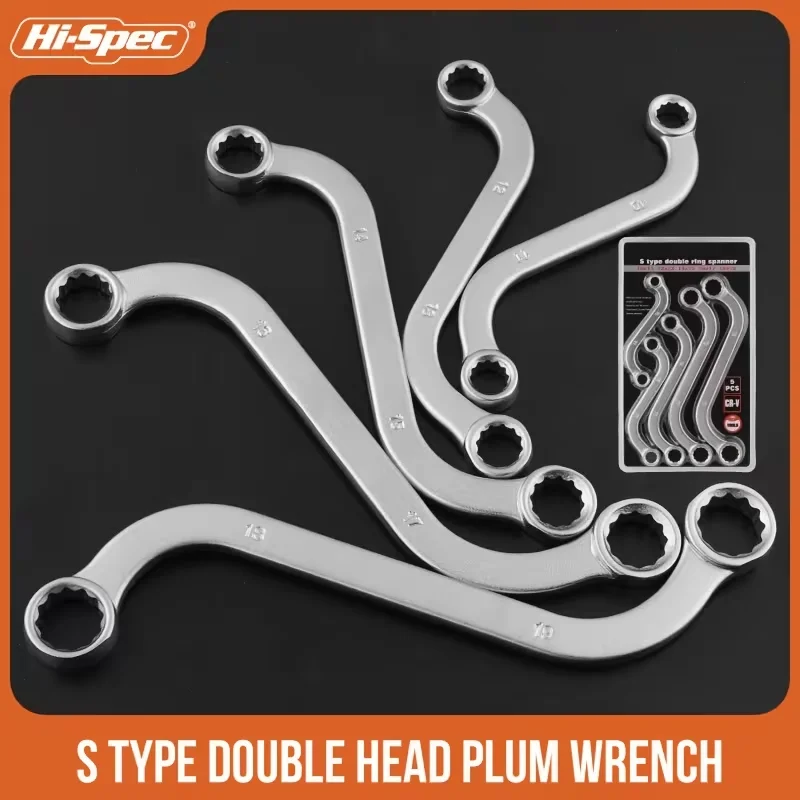 5Pcs S-Type Offset Ring Wrench Set, CR-V Steel Drop Forged, Double Ring Spanner Kit for Auto Motorcycle Home Repair
5Pcs S-Type Offset Ring Wrench Set, CR-V Steel Drop Forged, Double Ring Spanner Kit for Auto Motorcycle Home Repair